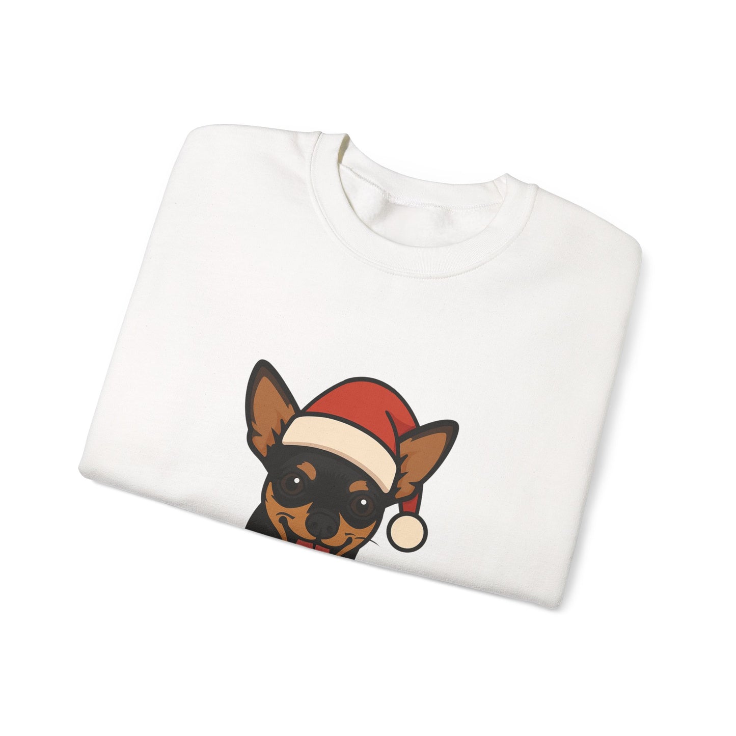 Custom Christmas Sweatshirt – Cute Dog in Santa Hat