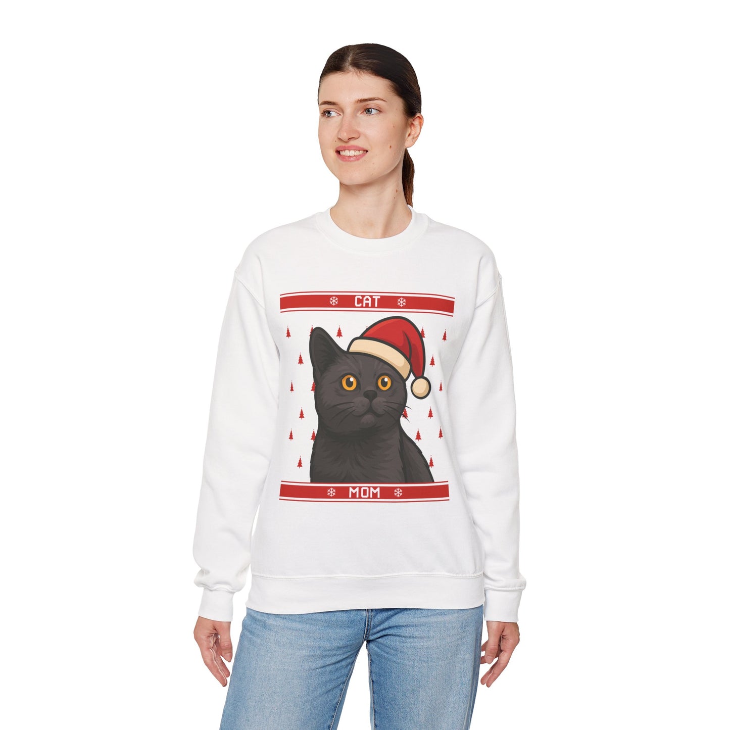 Custom Festive Cat Mom Sweatshirt