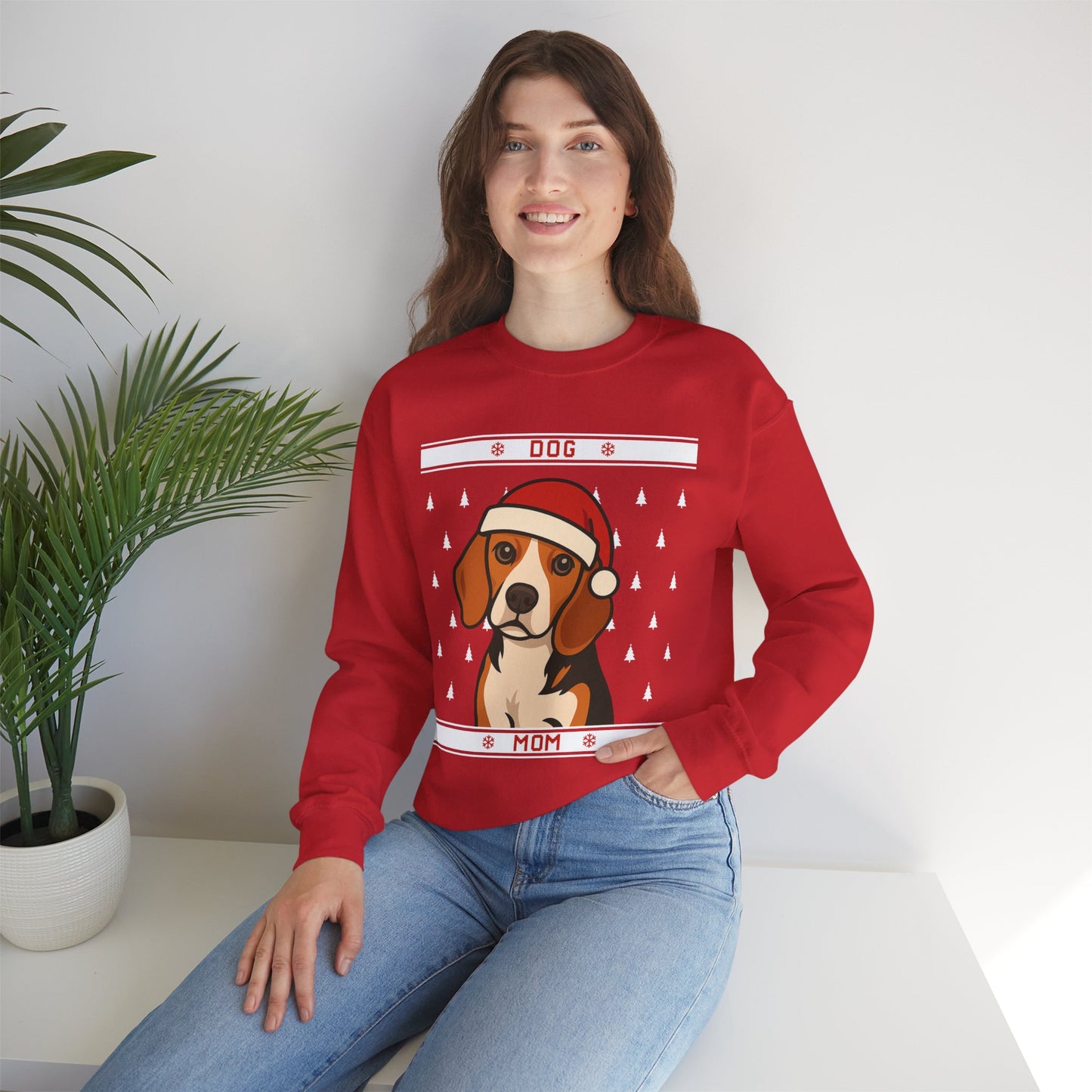 Custom Dog Mom Christmas Sweatshirt – Beagle Edition
