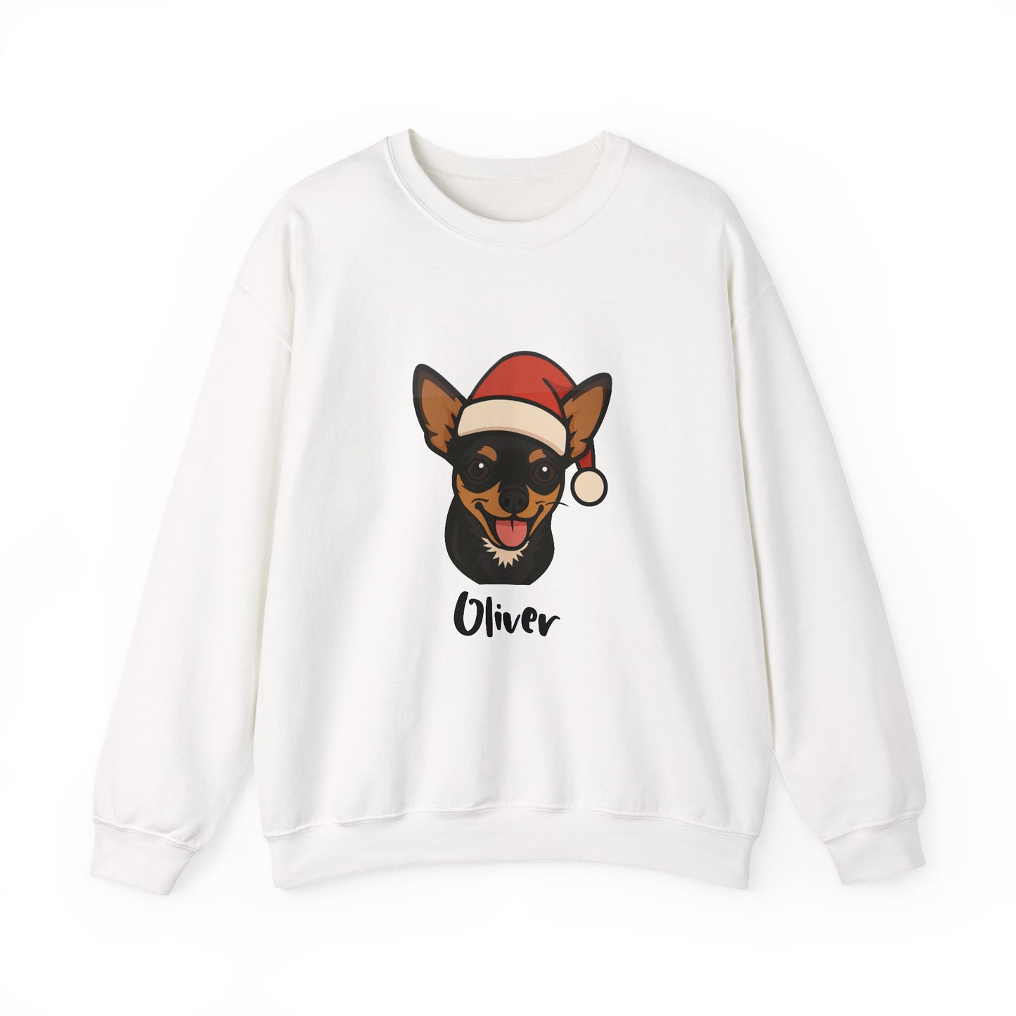 Custom Christmas Sweatshirt – Cute Dog in Santa Hat