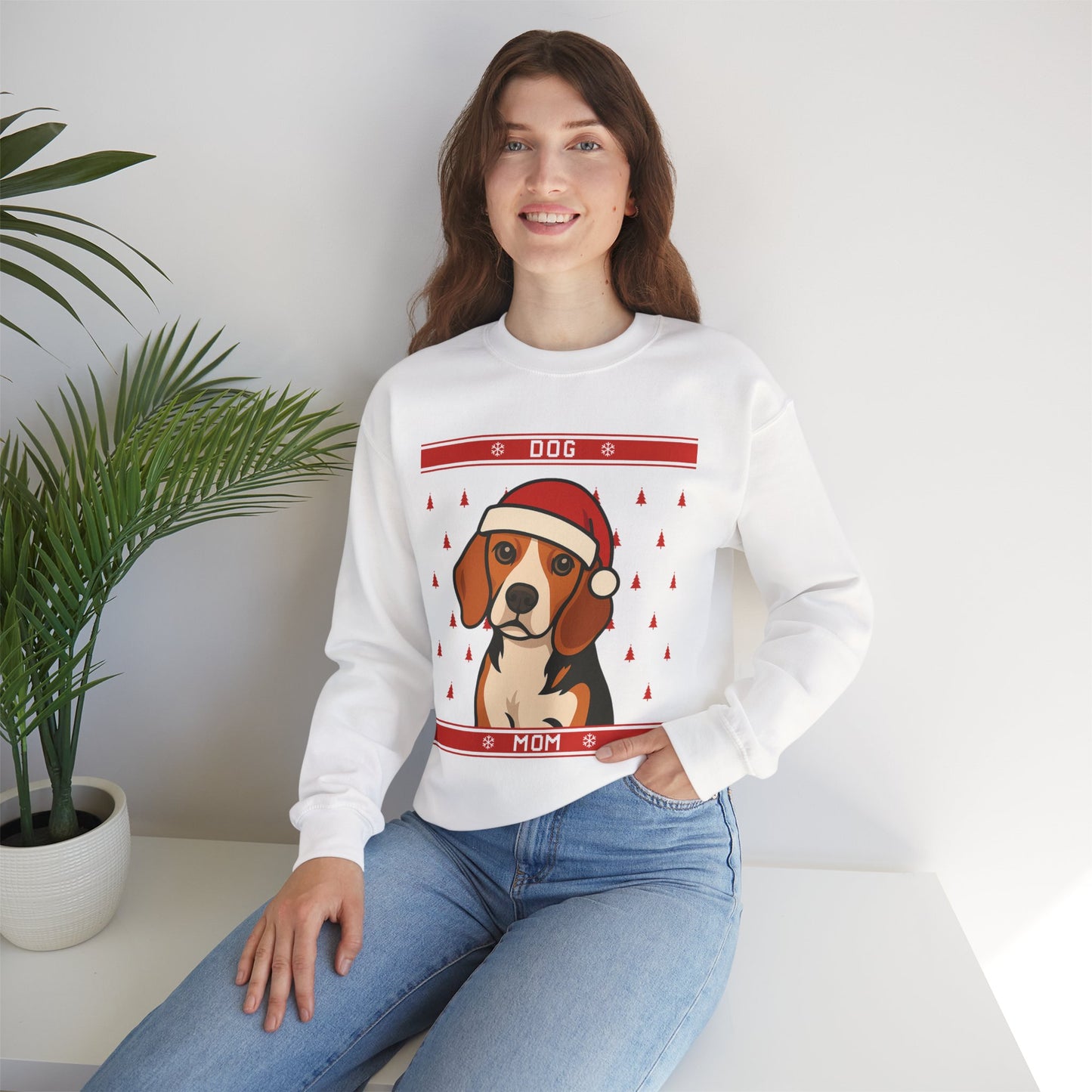 Custom Dog Mom Christmas Sweatshirt – Beagle Edition