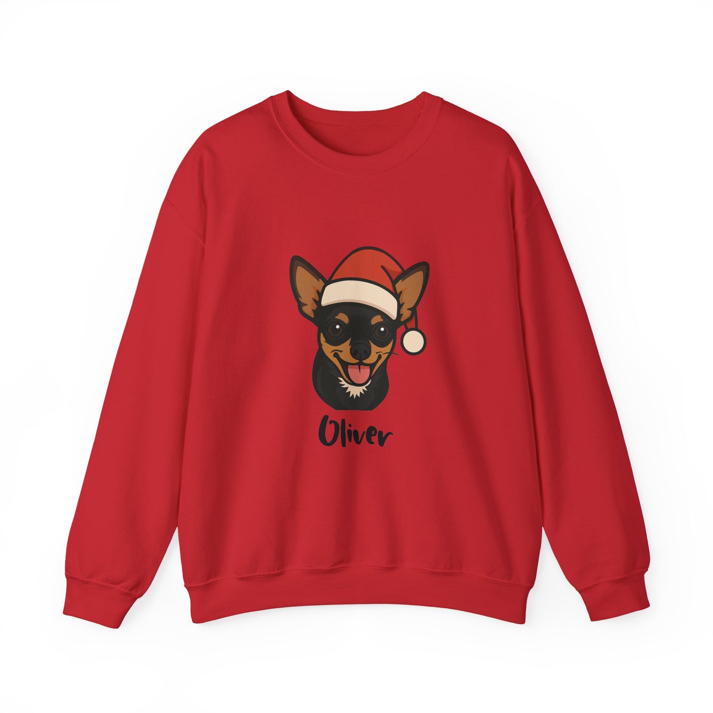 Custom Christmas Sweatshirt – Cute Dog in Santa Hat