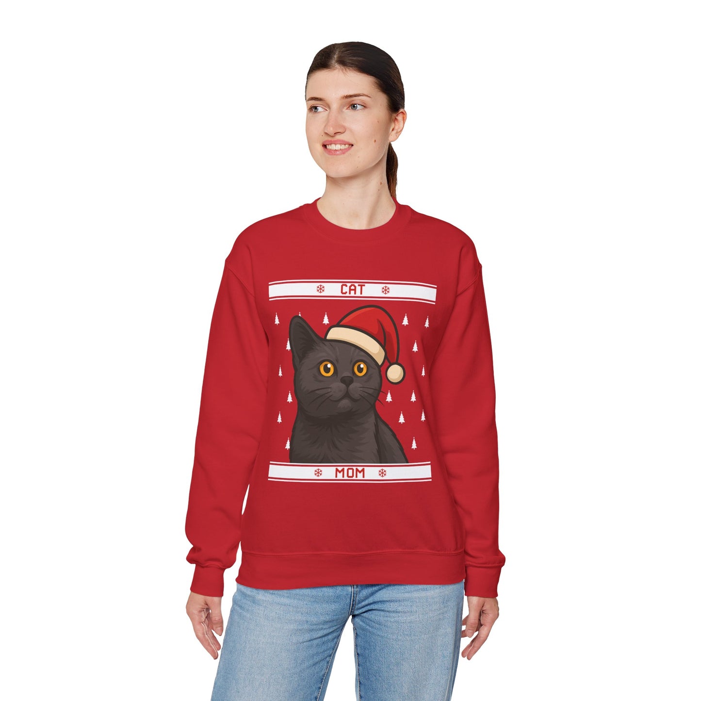 Custom Festive Cat Mom Sweatshirt
