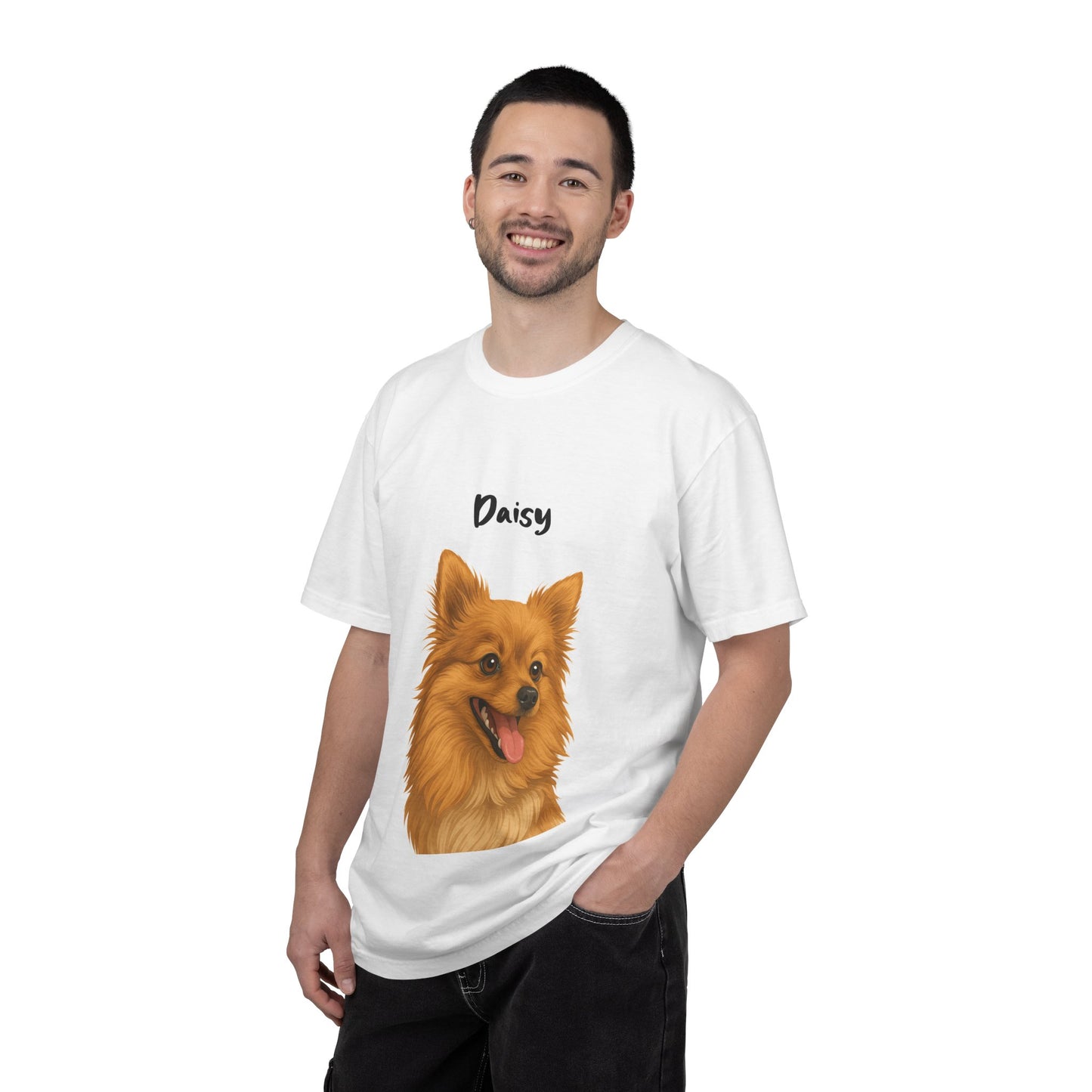 Pomeranian Dog Portrait T-Shirt — Personalized Name