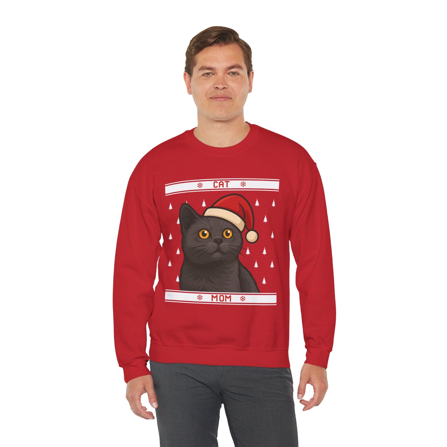 Custom Festive Cat Mom Sweatshirt