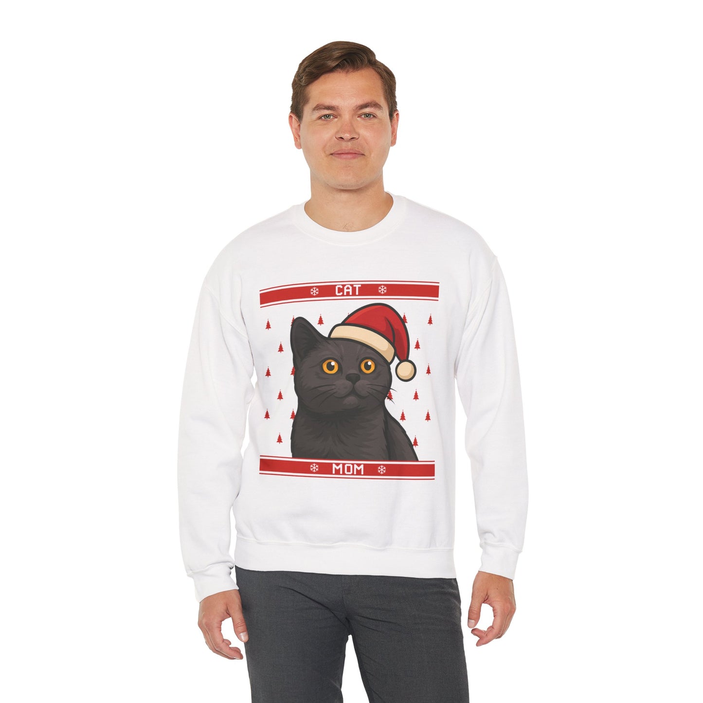 Custom Festive Cat Mom Sweatshirt