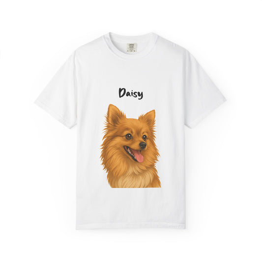 Pomeranian Dog Portrait T-Shirt — Personalized Name